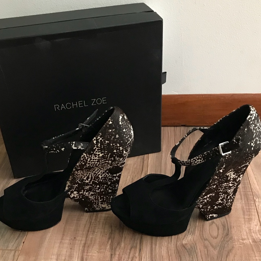 Rachel Zoe Frankie T-Strap Calf Hair Wedge